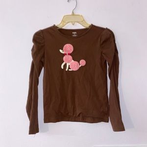 Kids Brown Puff Sleeve Poodle Tee